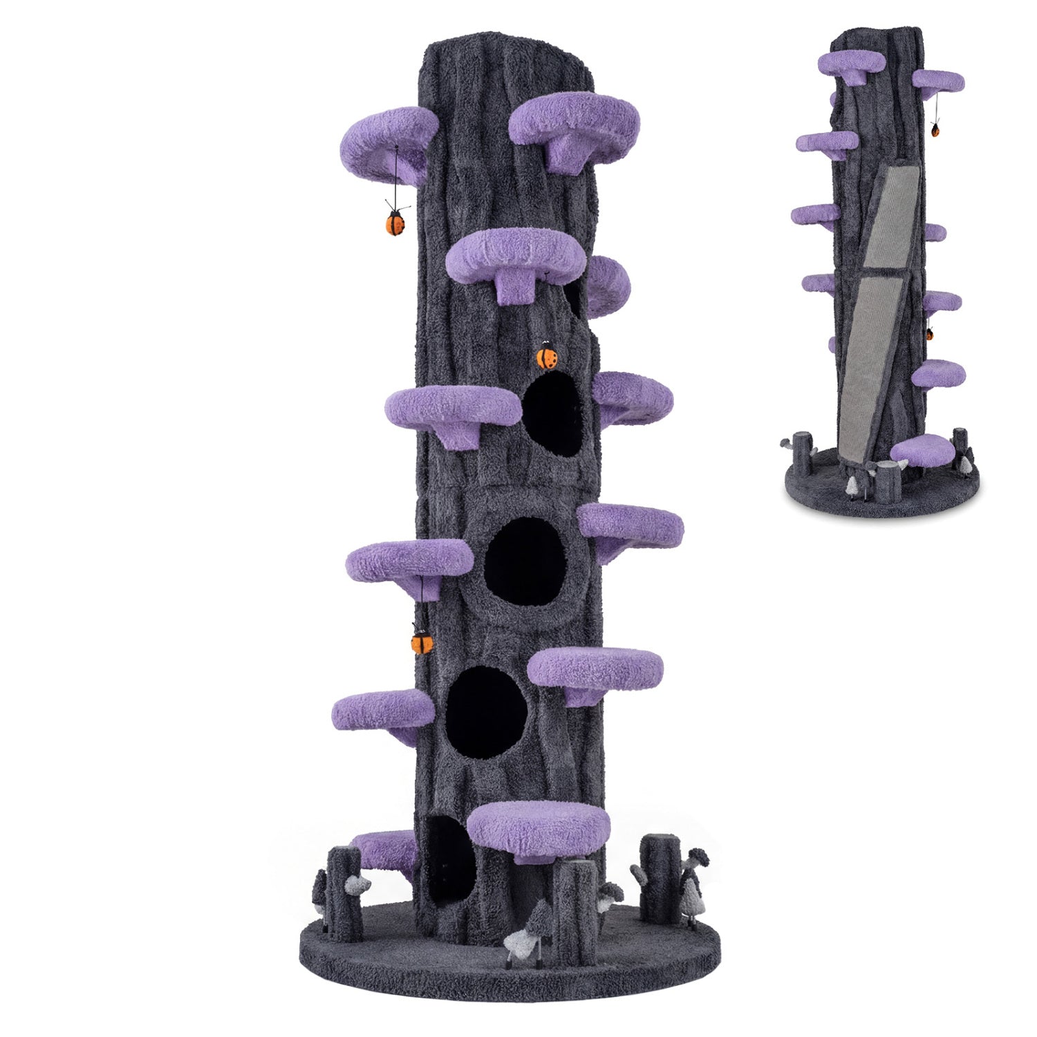 90.5 Inch Tall Multifunctional Cat Tree with Private Condos for Indoor Cats-Brown