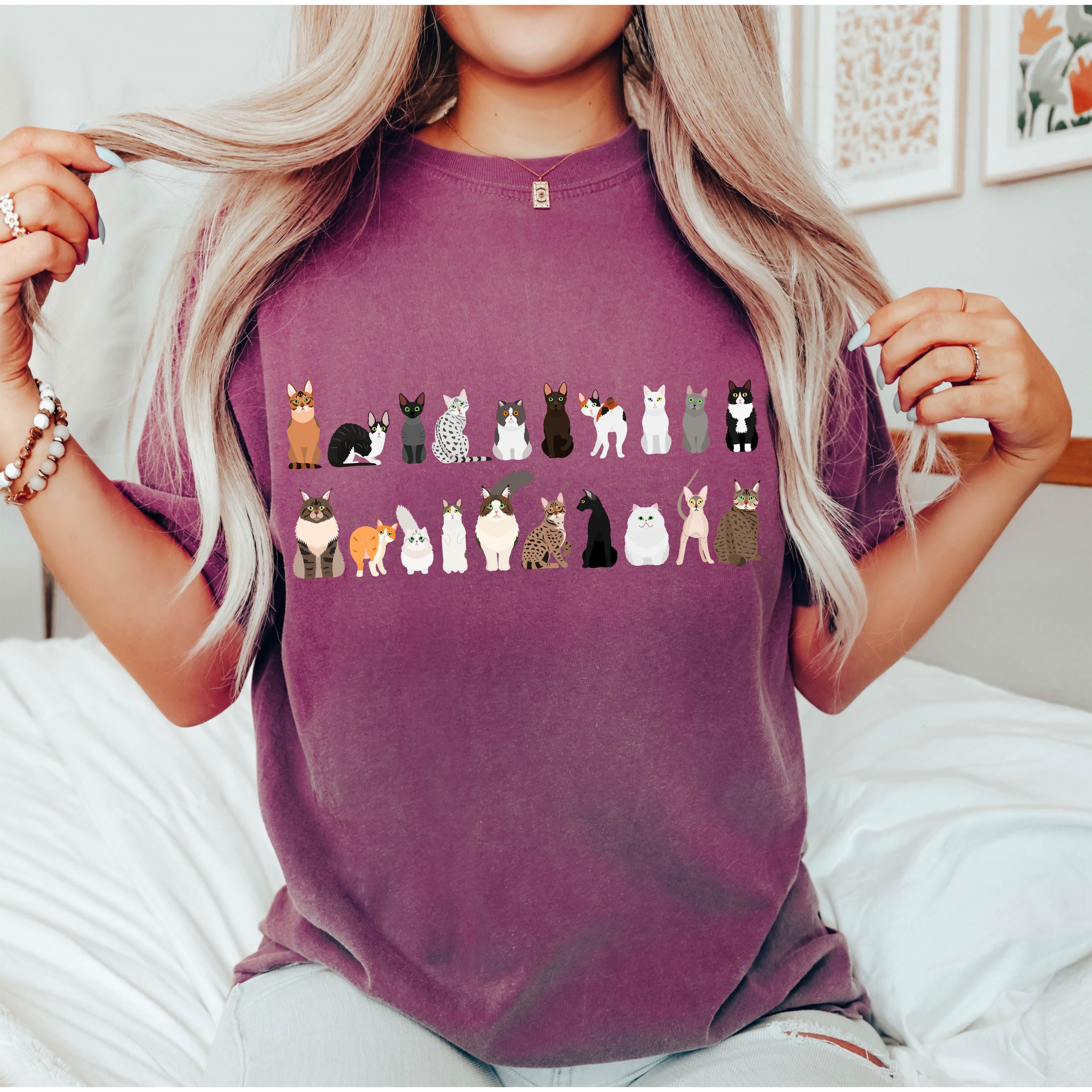 Cat Lovers Comfort Color Tees, Farm Animal Shirts, Illustration, Breeds, Pet Comfort Colors T-Shirt