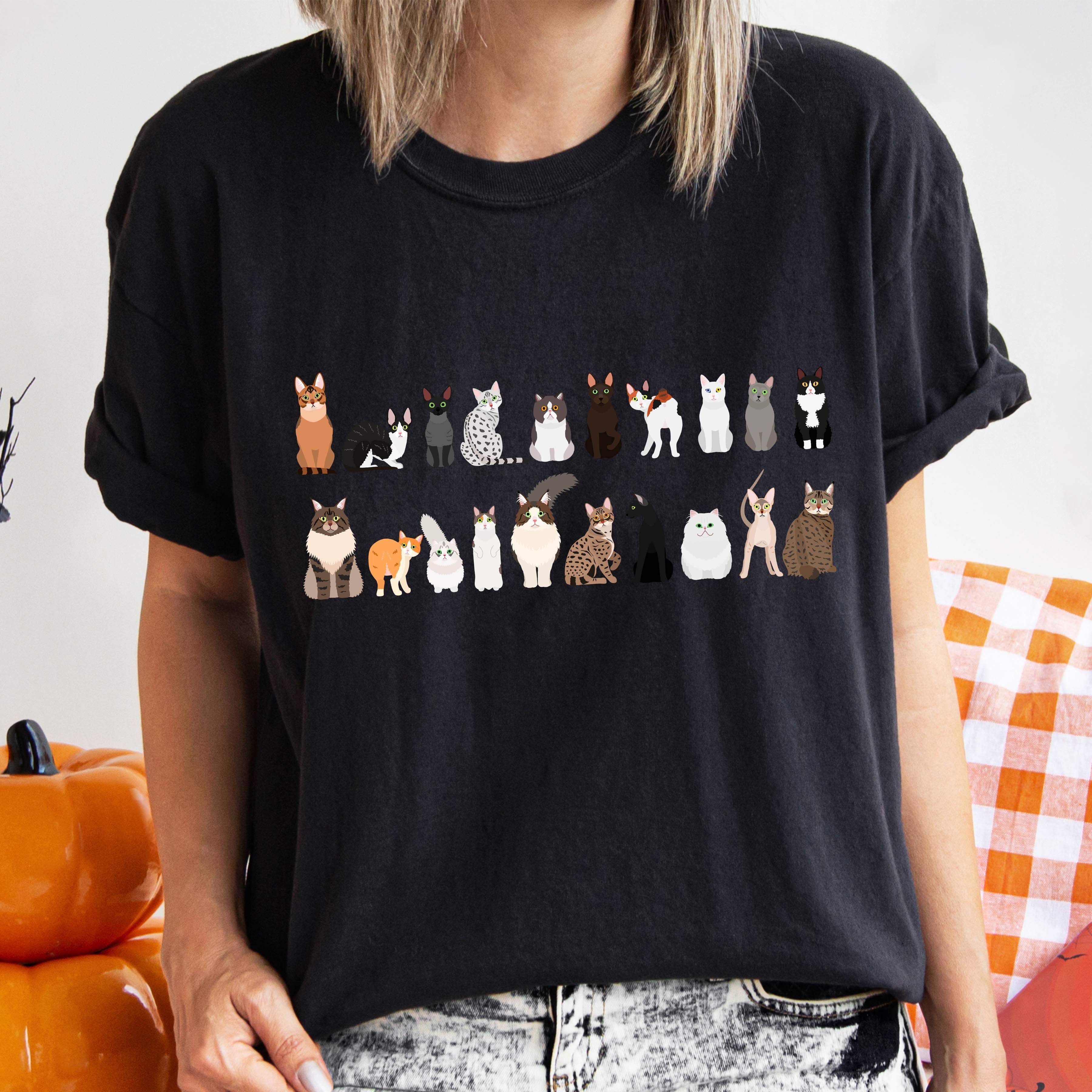 Cat Lovers Comfort Color Tees, Farm Animal Shirts, Illustration, Breeds, Pet Comfort Colors T-Shirt