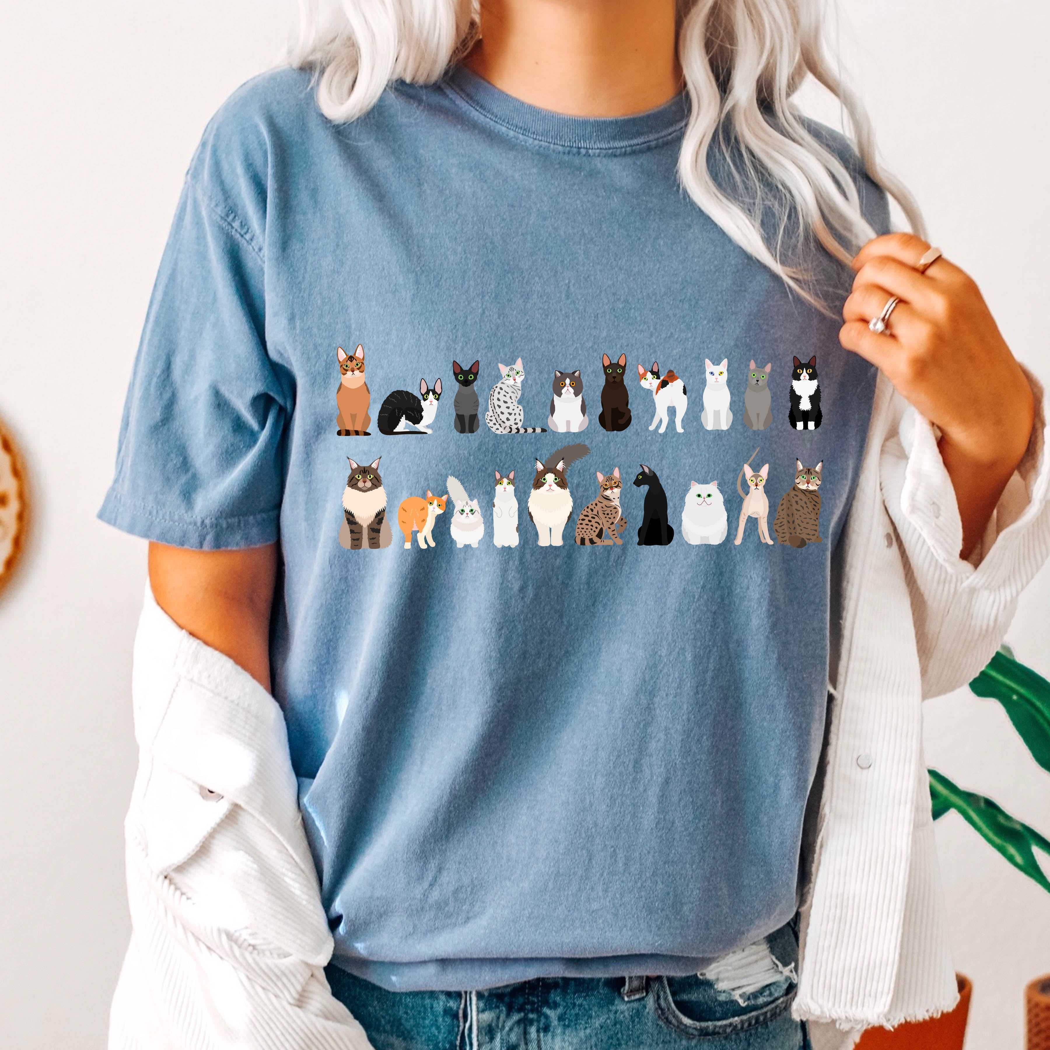 Cat Lovers Comfort Color Tees, Farm Animal Shirts, Illustration, Breeds, Pet Comfort Colors T-Shirt