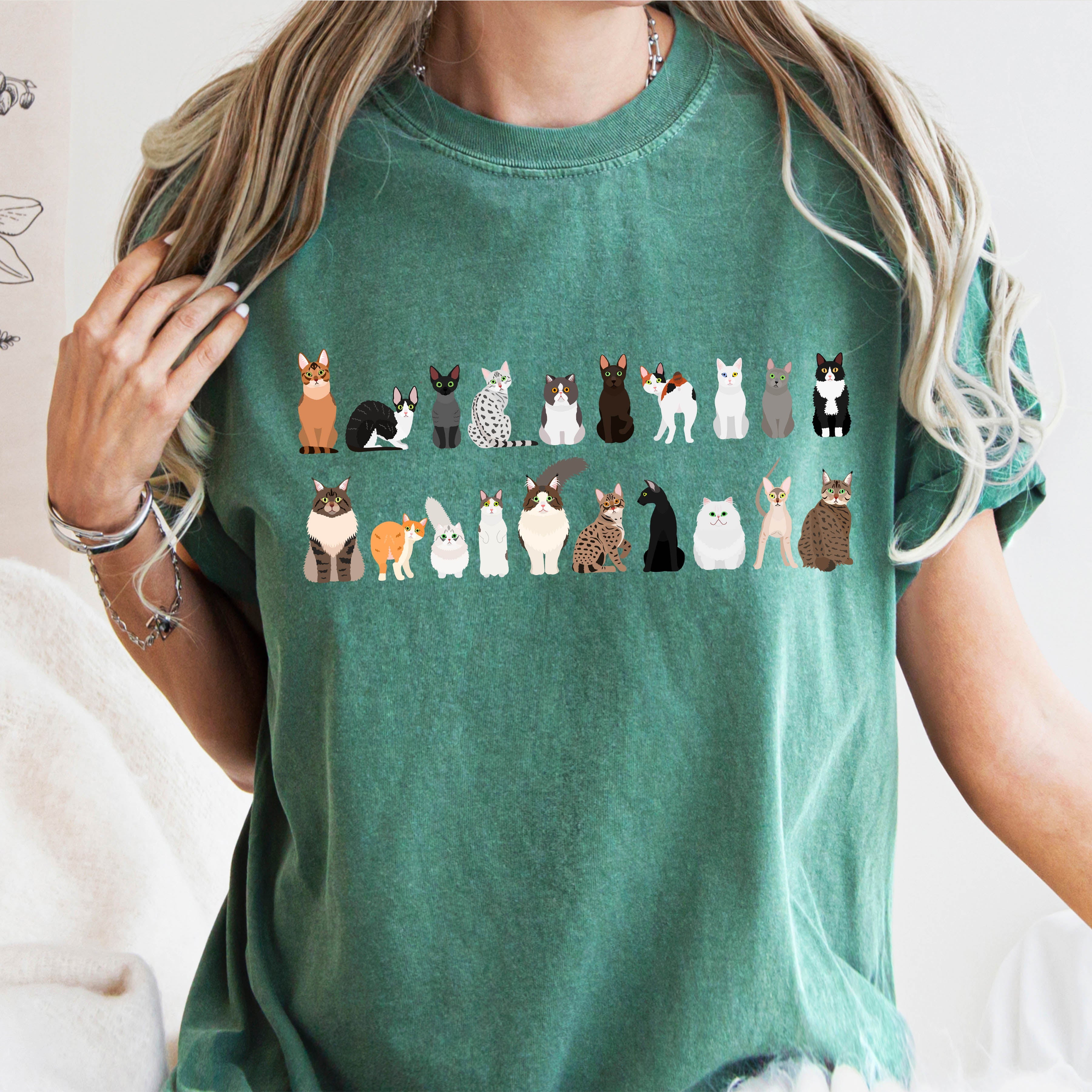 Cat Lovers Comfort Color Tees, Farm Animal Shirts, Illustration, Breeds, Pet Comfort Colors T-Shirt