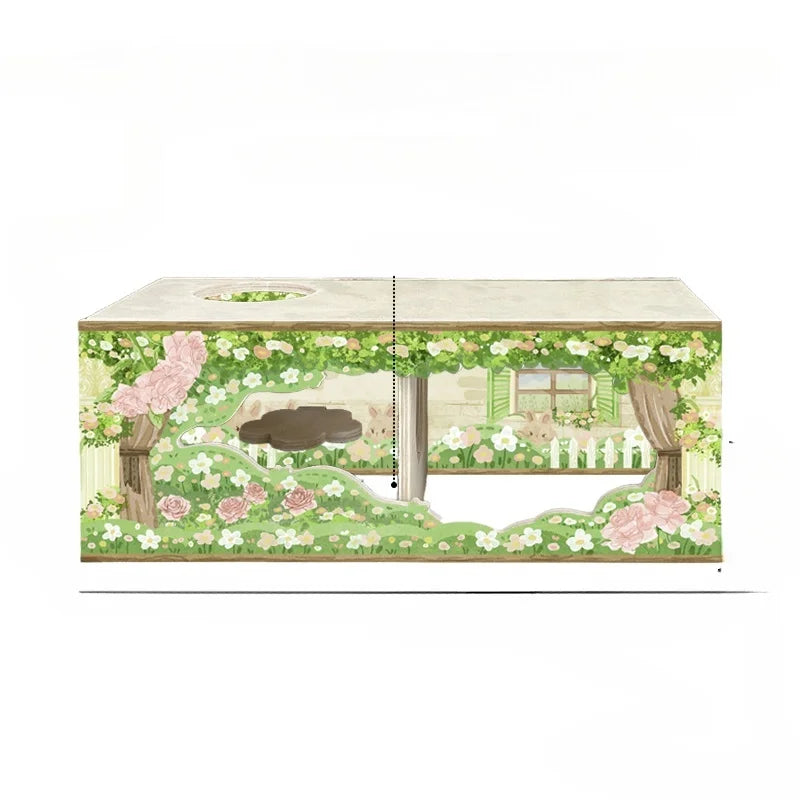 Original Design Eco-Friendly Solid Wood Spring-Themed Large Hamster Hide Small Animal Cage