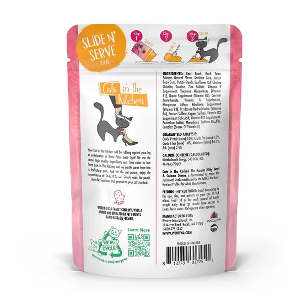 Cats in the Kitchen Paté The Karate Kitty Beef & Salmon Dinner in a Hydrating Purée (3oz)