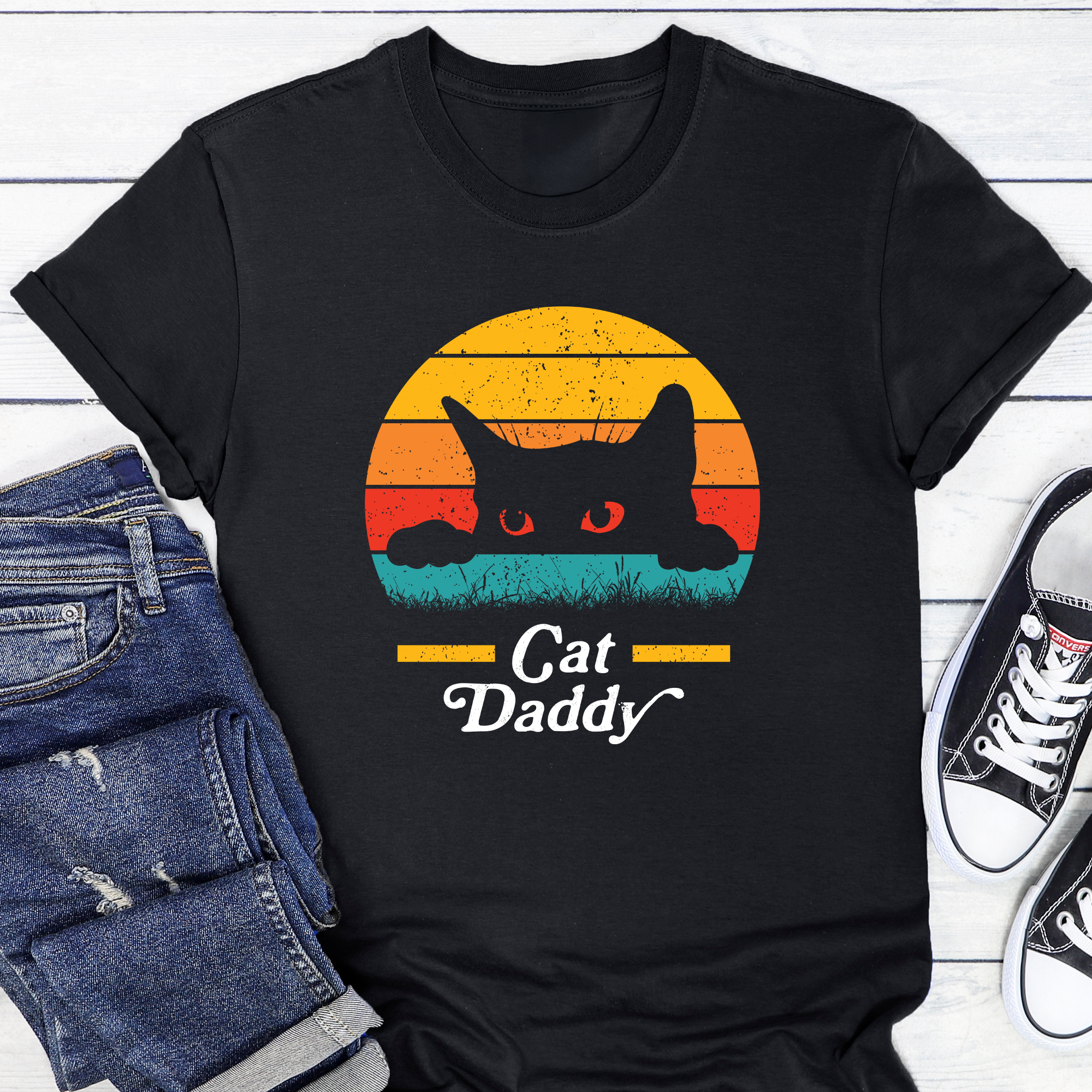 Cat Daddy, 80s Vintage, Men's Graphic Tee, Trending, Tshirt