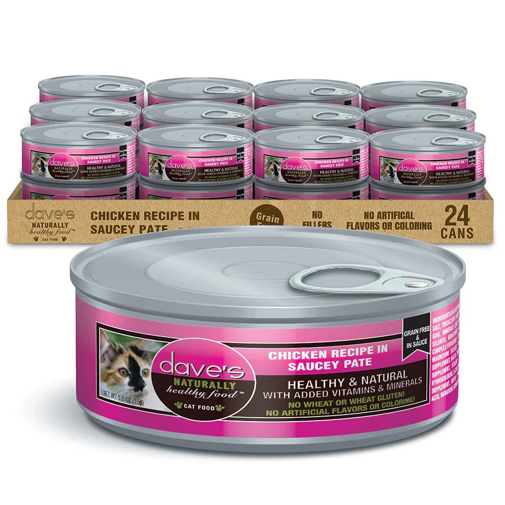 Dave's Chicken Recipe in Saucey Paté Wet Cat Food (5.5oz)