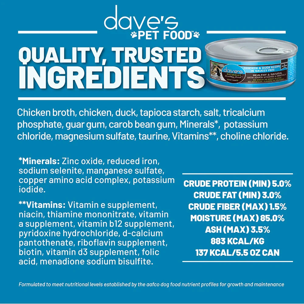 Dave's Chicken and Duck recipe in Saucey Pate (5.5oz)