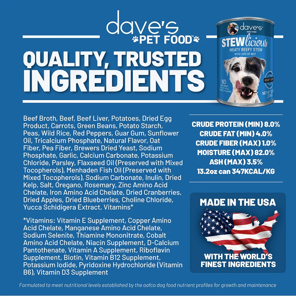 Dave's Stewlicious Meaty Beefy Stew For Dogs (13.2oz)