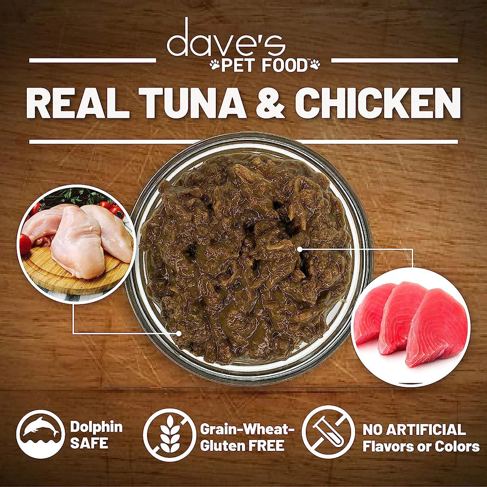 Dave's Naturally Healthy Grain Free Tuna & Chicken Dinner in Gravy Wet Cat Food (5.5oz)