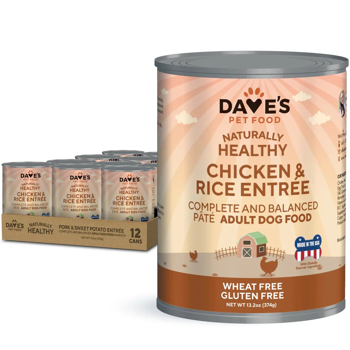 Dave’s Naturally Healthy Chicken & Rice Recipe Wet Dog Food (13.2oz)
