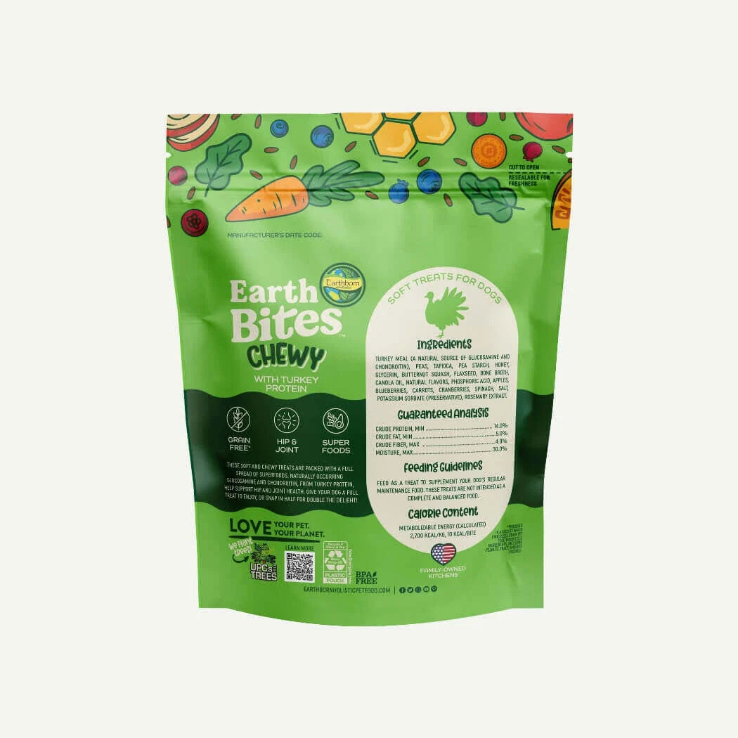 EarthBites Chewy with Turkey Protein, Grain Free Dog Treats (7oz)