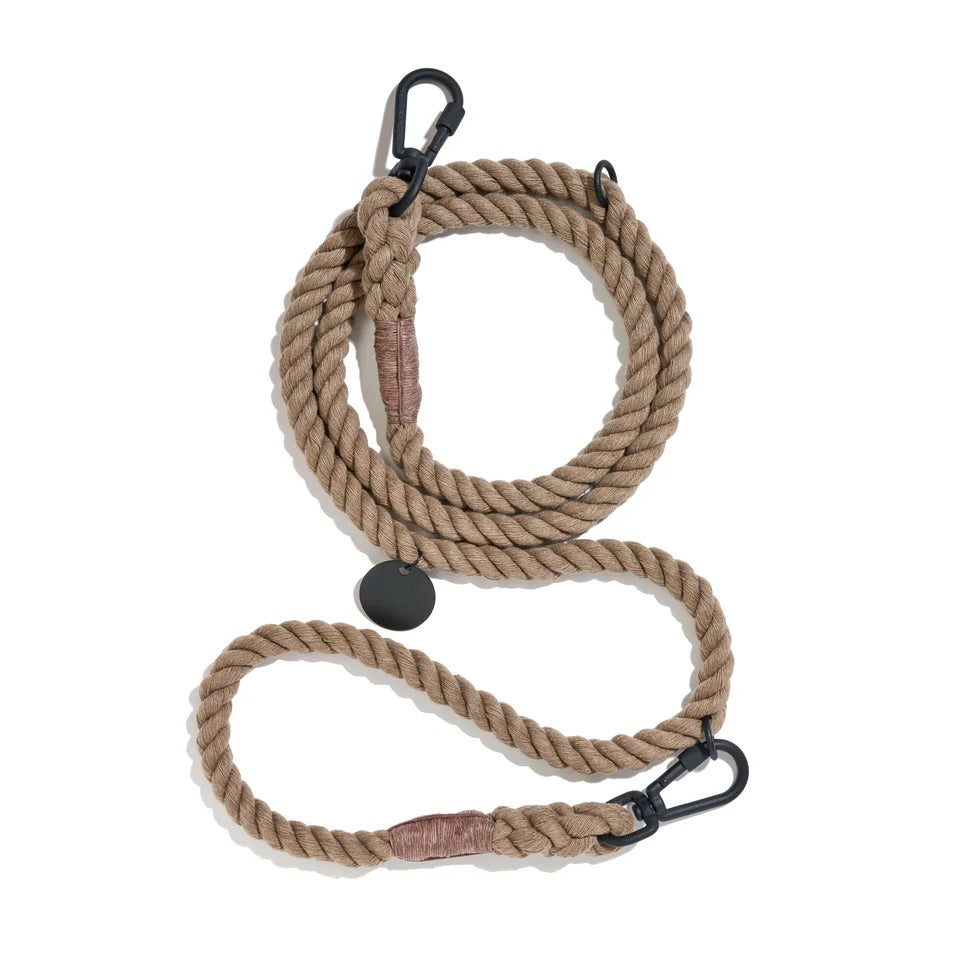 Found My Animal Matte Black Rope Adjustable Dog Leash Medium