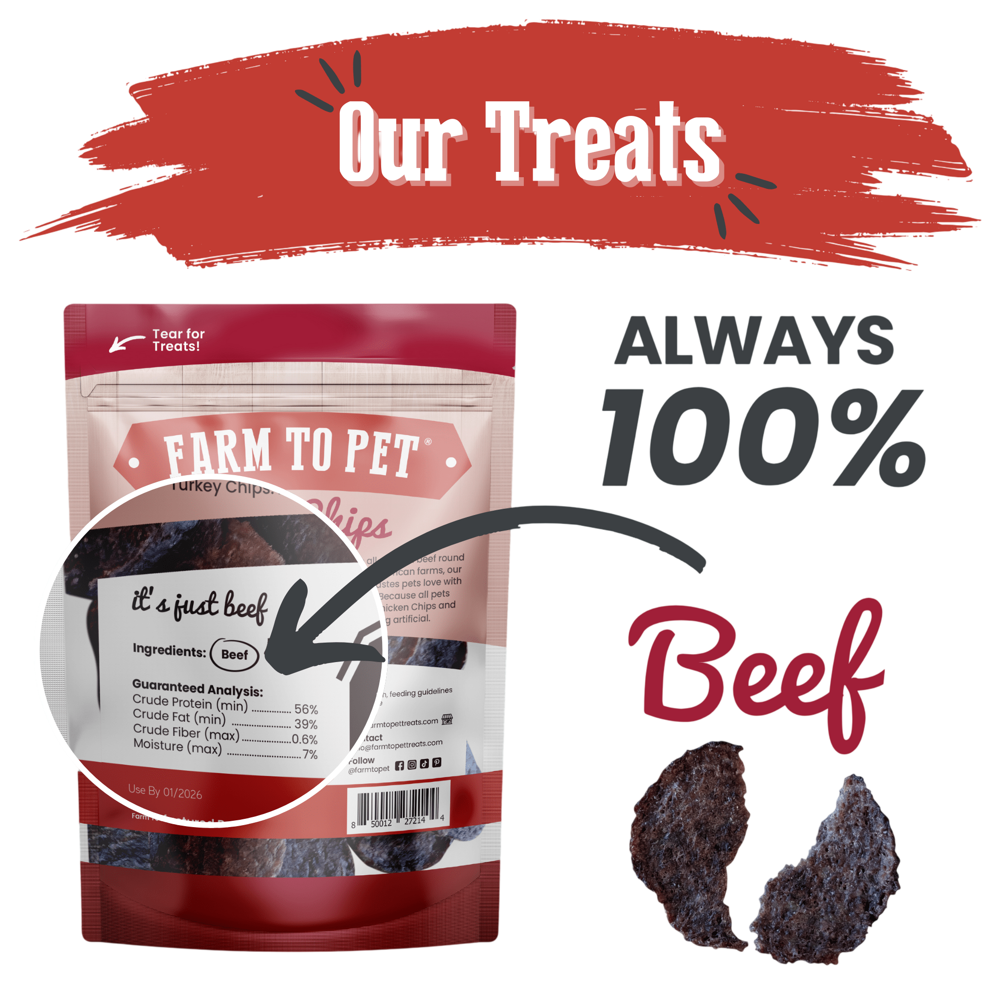 Beef Chips Dog Treats | Single-Ingredient Healthy Treats for Dogs