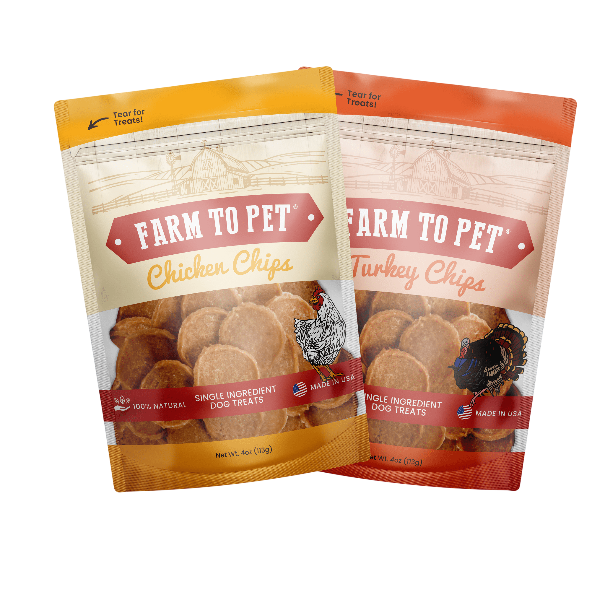 Turkey & Chicken Chip Dog Treat Duo | Single-Ingredient Poultry Treats for Dogs