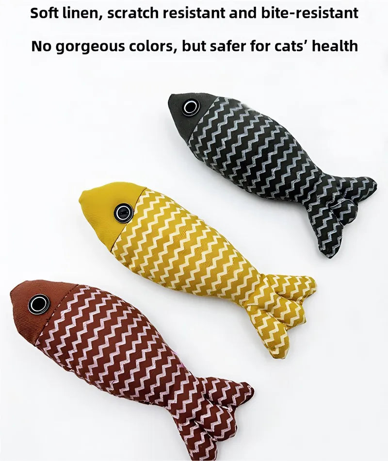 Wholesale Linen Fish Catnip Pet Toy Interactive Pet Chewing Toy Catnip Plush Motion Cat Toys
