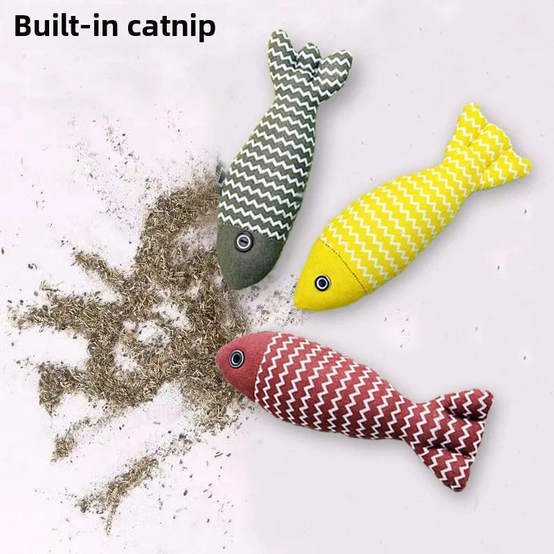 Wholesale Linen Fish Catnip Pet Toy Interactive Pet Chewing Toy Catnip Plush Motion Cat Toys