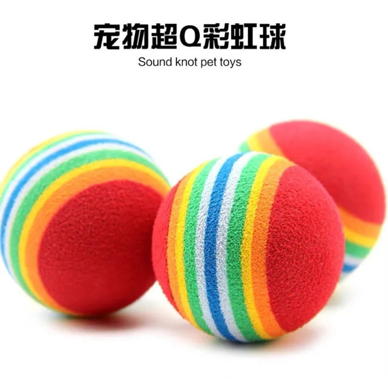 Hovicaed Pet Accessories Rainbow Ball Cat Toys Manufacturer Wholesale EVA Sponge Ball Toys Interactive Ball Toys for Dogs Cats