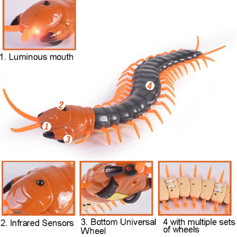Funny Electronic Pet Remote Control Simulation Giant IR RC Scolopendra Centipede April Fools' Day Tricky Prank Insect Toy Gift