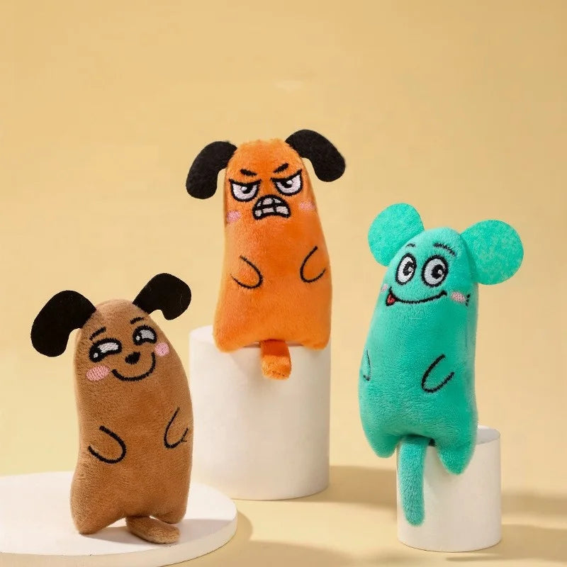 Wholesale Pet Cat Supplies Catnip Kitten Cat Toys Cute Expression With Tail Thumb Plush Toy Cartoon Toys for Dogs Cats