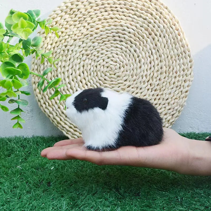 Realistic Faux Fur Hamster & Guinea Pig Figurine Lifelike Small Rodent Model for Desktop Decor,Gift,Educational&Photography Prop