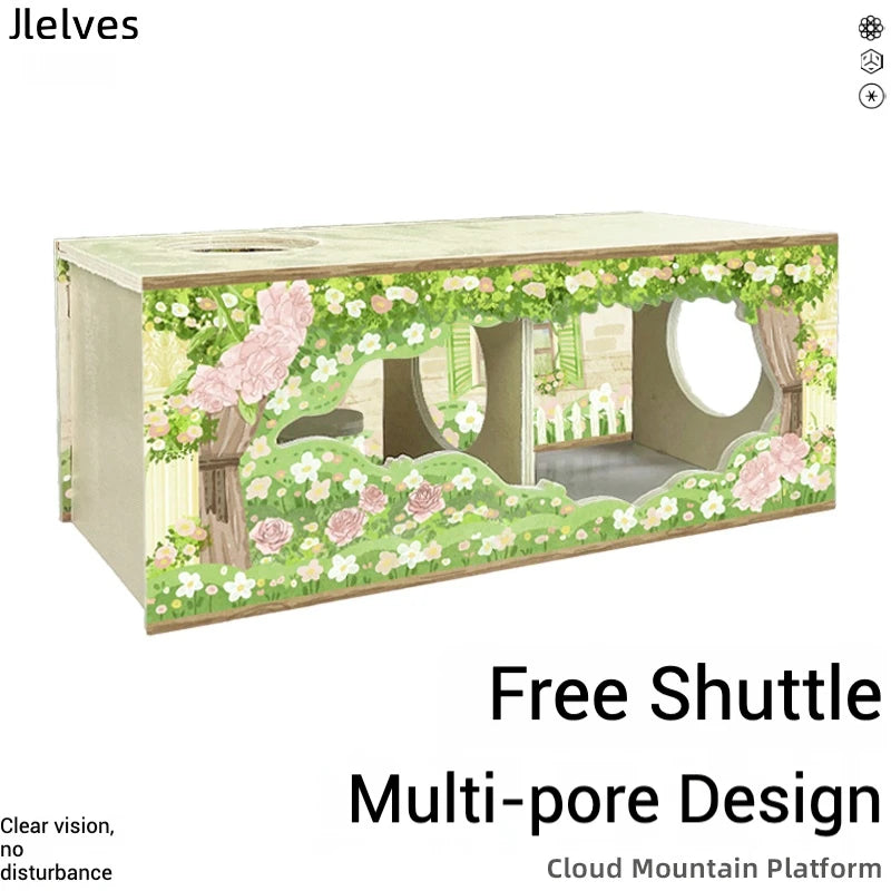 Original Design Eco-Friendly Solid Wood Spring-Themed Large Hamster Hide Small Animal Cage