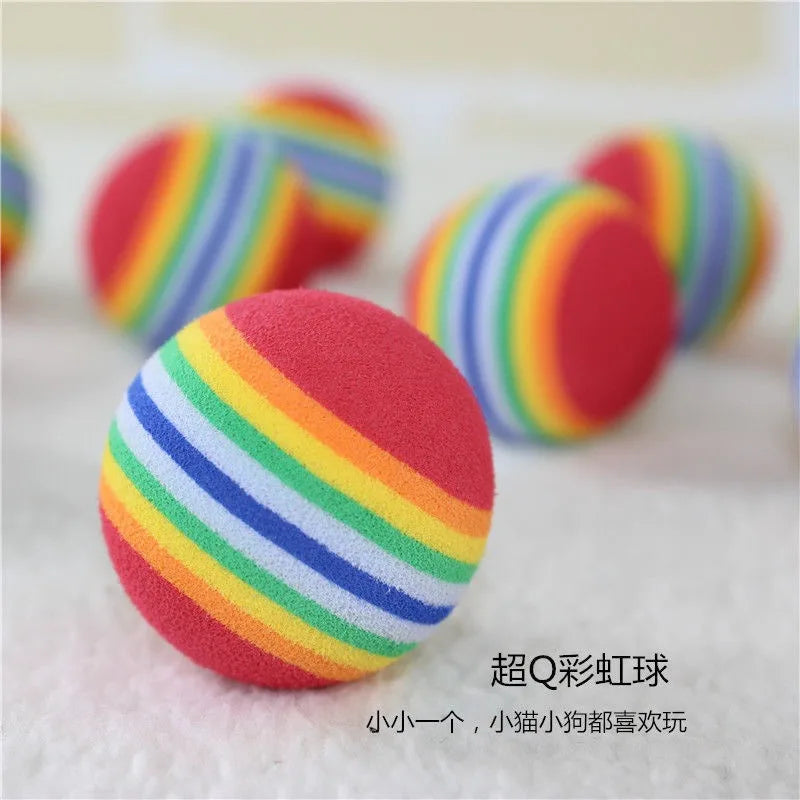 Hovicaed Pet Accessories Rainbow Ball Cat Toys Manufacturer Wholesale EVA Sponge Ball Toys Interactive Ball Toys for Dogs Cats