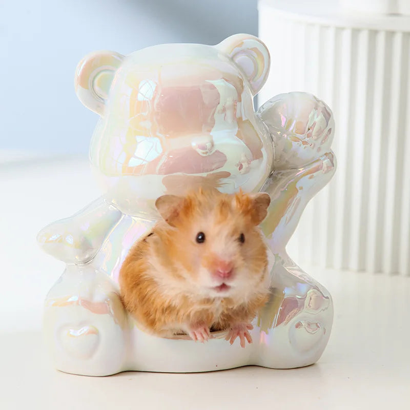 Hamster Ceramic Nest,small Pet Food Basin, Bowl,box,anti-tipping Water Bottle,water Dispenser,summer Cooling Ice House Landscape