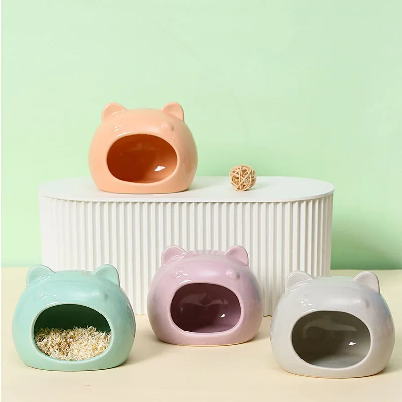 Hamster Ceramic Nest,small Pet Food Basin, Bowl,box,anti-tipping Water Bottle,water Dispenser,summer Cooling Ice House Landscape