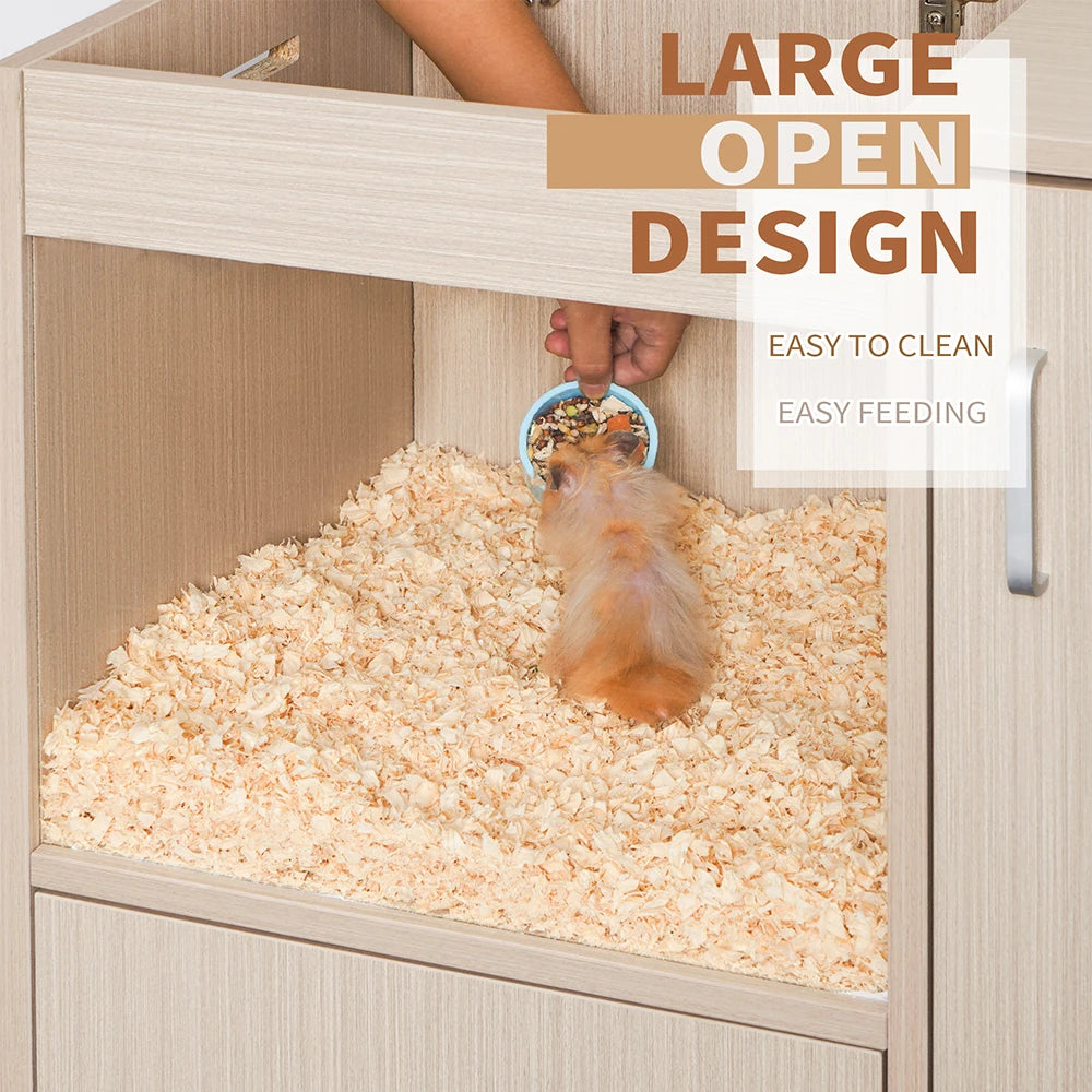 Guinea Pig Cages 4-Tier Hamster Cage Wood with Storage Cabinet House for Rat Chinchilla