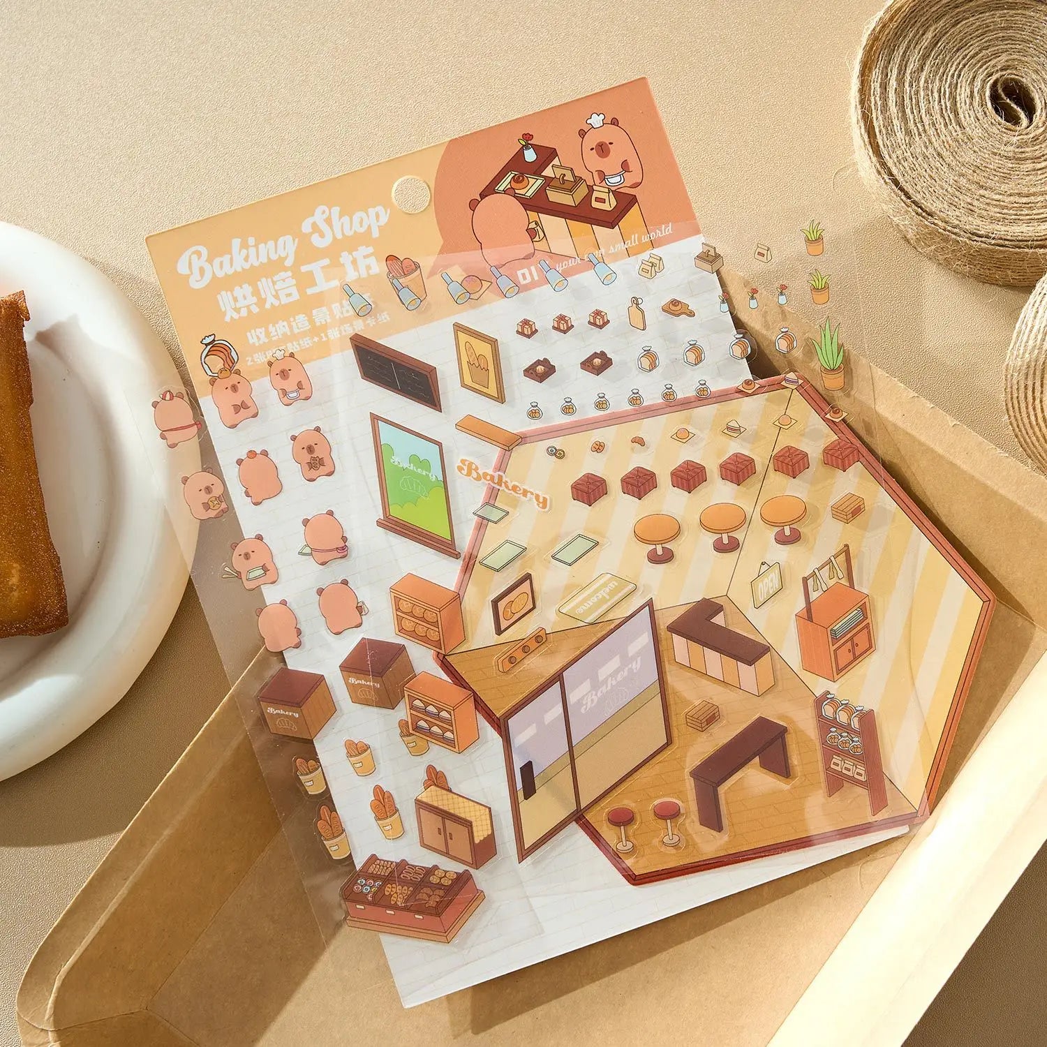 3 Per Pack of Three Dimensional Landscape Stickers Guinea Pig Diary Series Capybara Handbook Diy Scene Stickers 4 Models