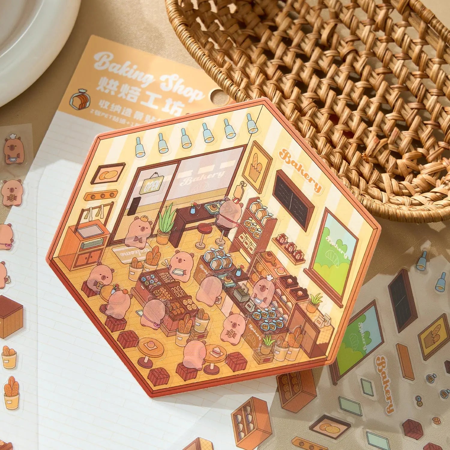 3 Per Pack of Three Dimensional Landscape Stickers Guinea Pig Diary Series Capybara Handbook Diy Scene Stickers 4 Models