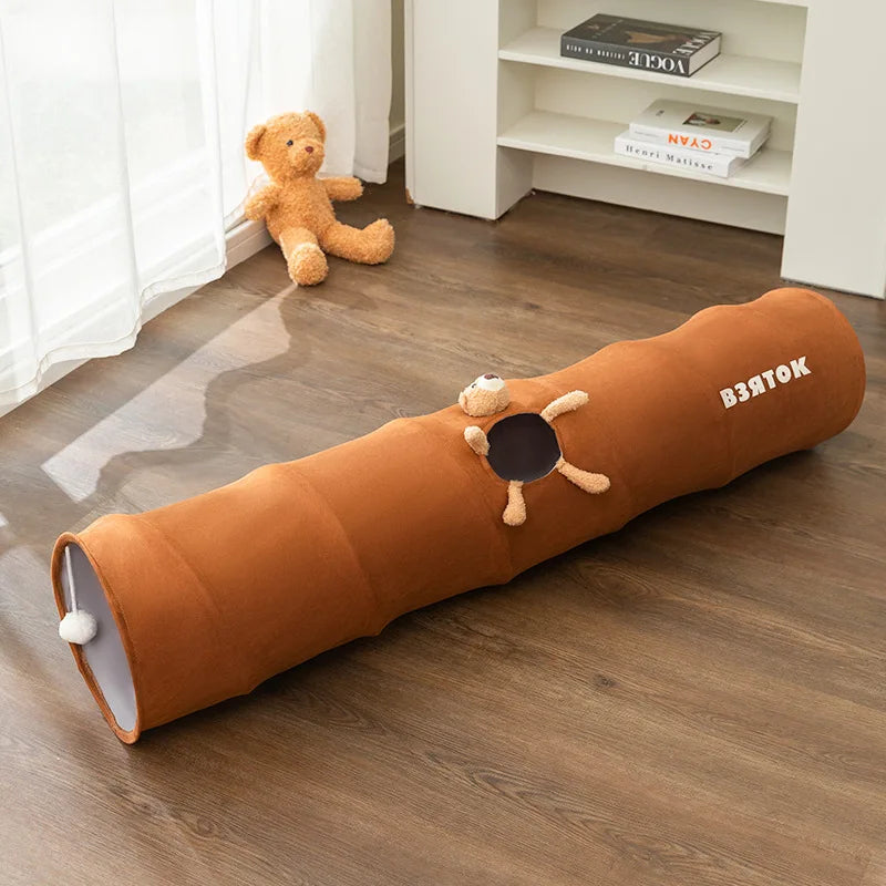 Cat Tunnel Straight Collapsible Cat Toys Self-help Relief Easy Storage Cat Tunnel