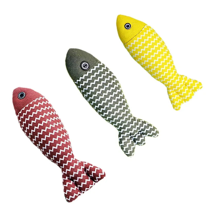 Wholesale Linen Fish Catnip Pet Toy Interactive Pet Chewing Toy Catnip Plush Motion Cat Toys