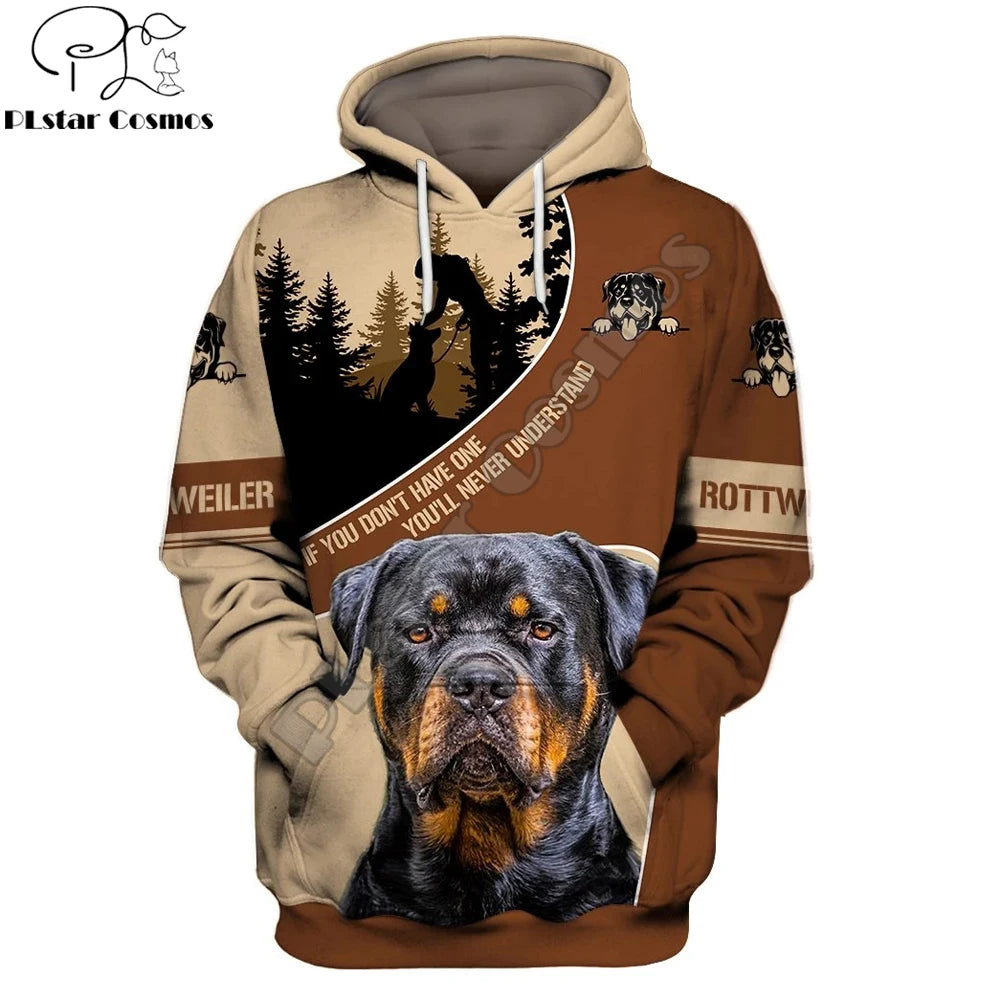 Love Rottweiler Dog 3D Printing Fashion Mens Hoodie Streetwear Pullover Autumn Sweatshirt Unisex Casual Jacket Tracksuit DW678