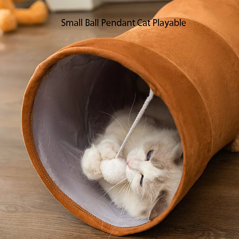 Cat Tunnel Straight Collapsible Cat Toys Self-help Relief Easy Storage Cat Tunnel