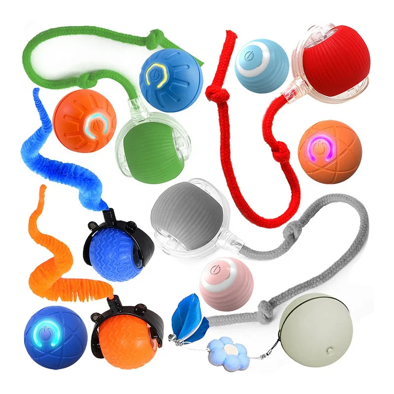 Hot Sale All Design Interactive Smart Ball With Tail Accessories Rolling on Carpet Fast Indestructable Rolling Smart Cat Toys