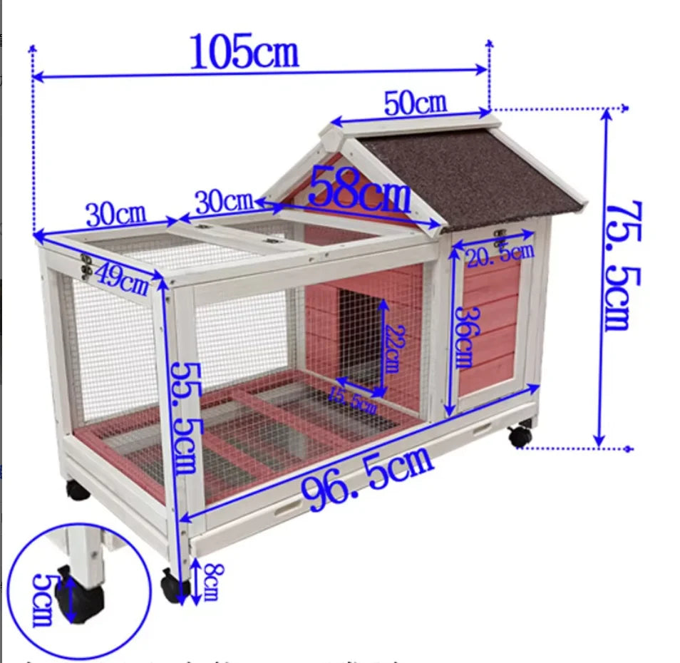 Simple Multi-Pet Cage Rabbits Guinea Pigs Hamsters Squirrels-Wooden Frame Latched Lid Mesh Panels-Extra Large Household Use
