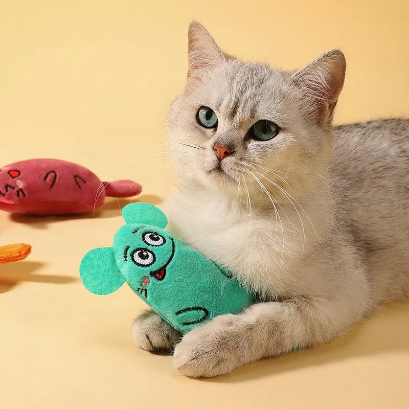 Wholesale Pet Cat Supplies Catnip Kitten Cat Toys Cute Expression With Tail Thumb Plush Toy Cartoon Toys for Dogs Cats