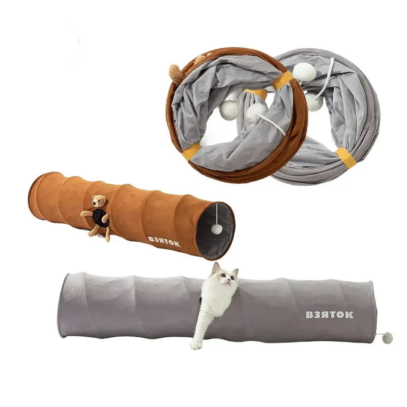 Cat Tunnel Straight Collapsible Cat Toys Self-help Relief Easy Storage Cat Tunnel