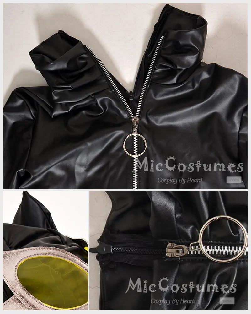 Miccostumes Cat Suit Kitty Cosplay Costume Black Bodysuit Jumpsuit Woman Halloween Cosplay Costume