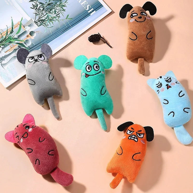 Wholesale Pet Cat Supplies Catnip Kitten Cat Toys Cute Expression With Tail Thumb Plush Toy Cartoon Toys for Dogs Cats