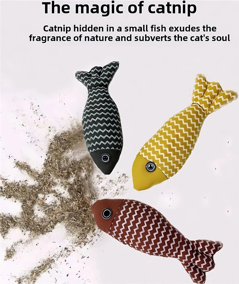 Wholesale Linen Fish Catnip Pet Toy Interactive Pet Chewing Toy Catnip Plush Motion Cat Toys