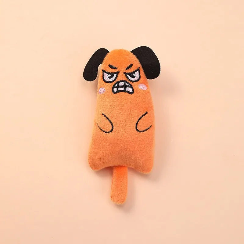 Wholesale Pet Cat Supplies Catnip Kitten Cat Toys Cute Expression With Tail Thumb Plush Toy Cartoon Toys for Dogs Cats