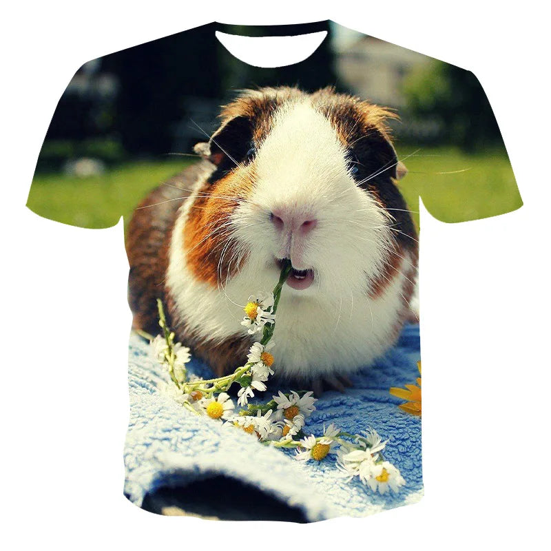 New Hamster Guinea Pig 3d Printing Men's T-shirt Girls Casual Short-sleeved Oversized Hip-hop Sports And Fitness Breathable Top