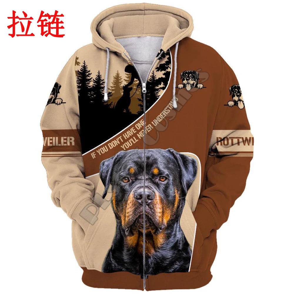 Love Rottweiler Dog 3D Printing Fashion Mens Hoodie Streetwear Pullover Autumn Sweatshirt Unisex Casual Jacket Tracksuit DW678