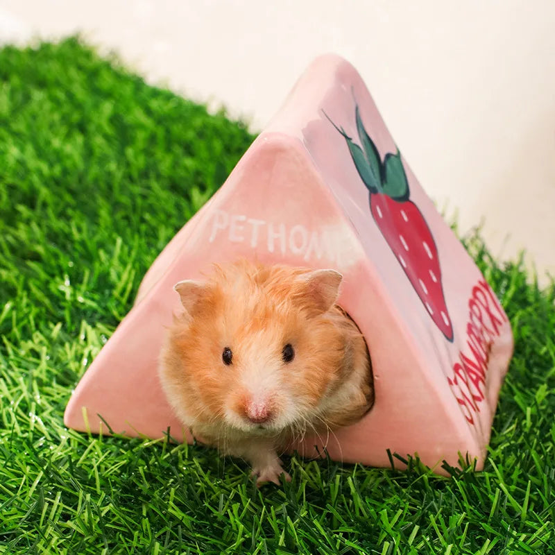 Hamster Ceramic Nest,small Pet Food Basin, Bowl,box,anti-tipping Water Bottle,water Dispenser,summer Cooling Ice House Landscape