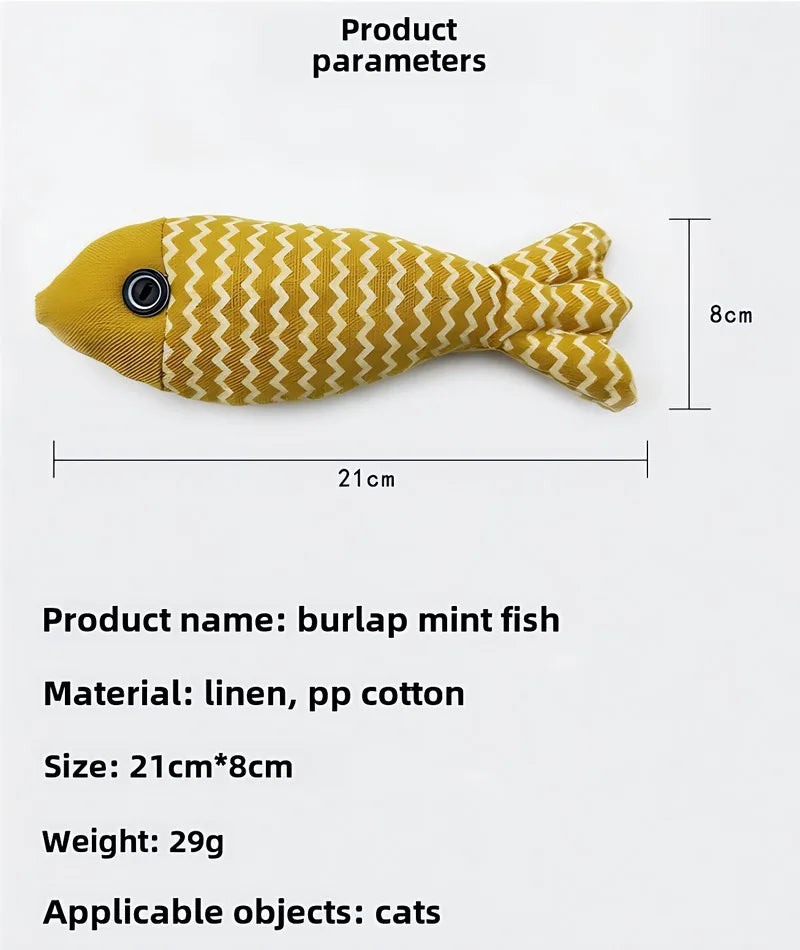 Wholesale Linen Fish Catnip Pet Toy Interactive Pet Chewing Toy Catnip Plush Motion Cat Toys