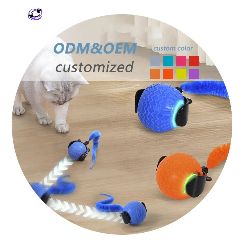 Hot Sale All Design Interactive Smart Ball With Tail Accessories Rolling on Carpet Fast Indestructable Rolling Smart Cat Toys