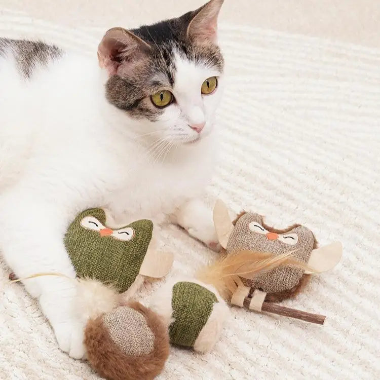 Owl Shaped Handmade Cat Toys-Wear-Resistant & Bite Resistant Interactive Movement Companion Relieves Anxiety Easy Cleaning China