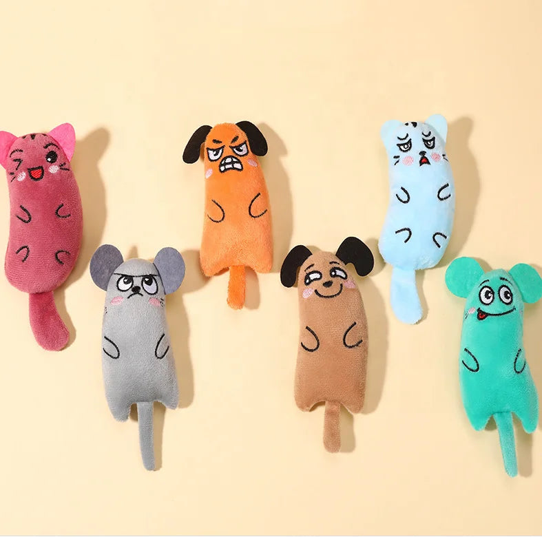 Wholesale Pet Cat Supplies Catnip Kitten Cat Toys Cute Expression With Tail Thumb Plush Toy Cartoon Toys for Dogs Cats