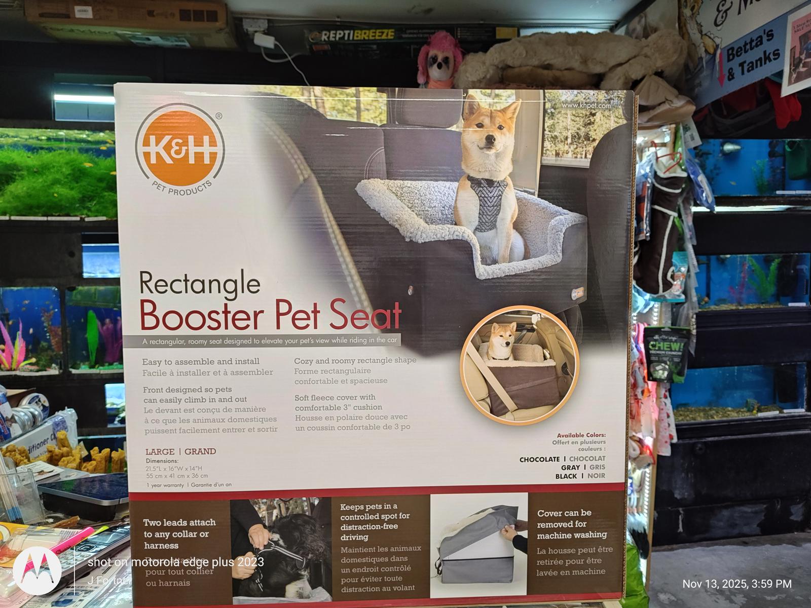 K&H Rectangle Pet Booster Pet Dog Car Seat - Large Grey